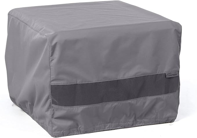 Covermates Outdoor Square Ottoman Cover - Water Resistant Polyester, Drawcord Hem, Mesh Vents, Seating and Chair Covers, 38W x 38D x 20H, Charcoal