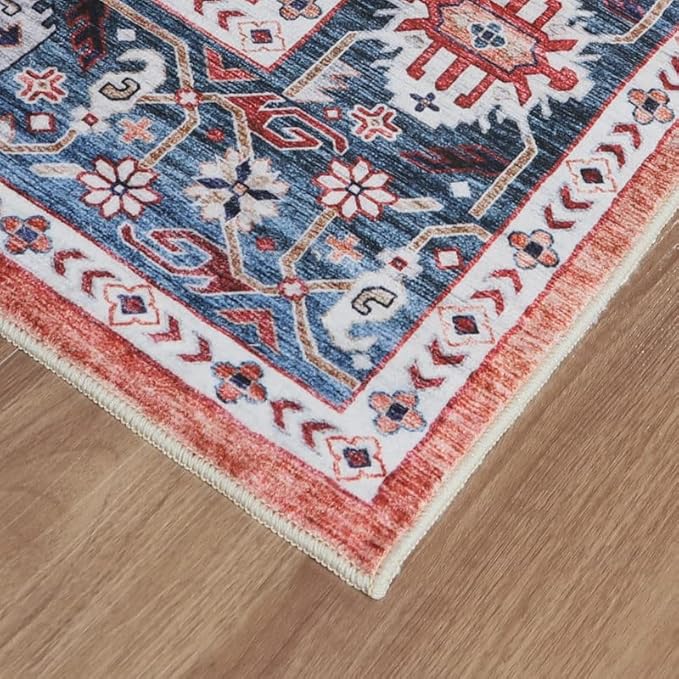 Dripex Vintage Collection Washable Area Rug - 2x3 Door Mat Small Entryway Rug Distressed Non-Slip Low-Pile Floor Carpet for Indoor Front Entrance Kitchen Bathroom Living Room Bedroom