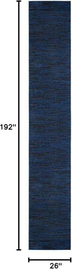 Nourison Home Essentials Solid Indoor/Outdoor Midnight Blue 2'2" x 16 Area Rug, Easy Cleaning, Non Shedding, Bed Room, Living Room, Dining Room, Deck, Patio, Backyard (2x16)