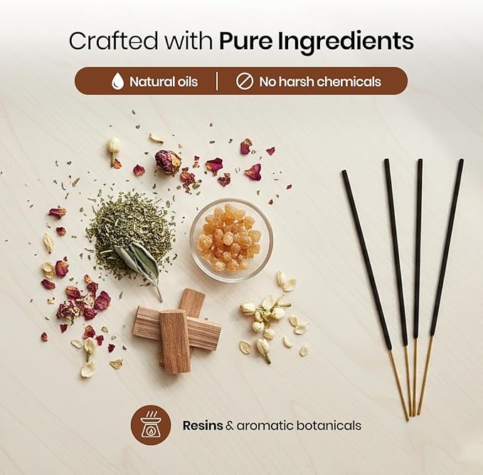 Tulasi Nag Champa Incense Sticks Gift Pack of 6, Hand Rolled Fragrance Incense Sticks for Aromatherapy, Relaxing, Yoga, Meditation, Prayer, Agarbatti Stick with Natural Oils, Thanks Giving (15gm x 6)