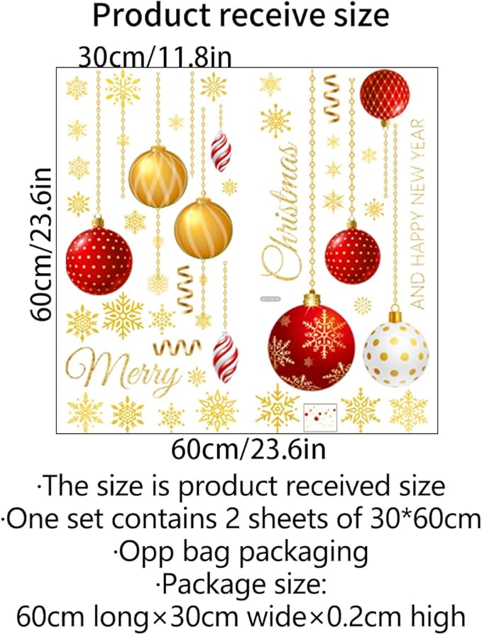 2 Sheets Christmas Wall Decals Christmas Light Bulb Wall Stickers Xmas Ball Foil Swirls Hanging Ceiling Decoration for Indoor Xmas Party Decoration Accessories