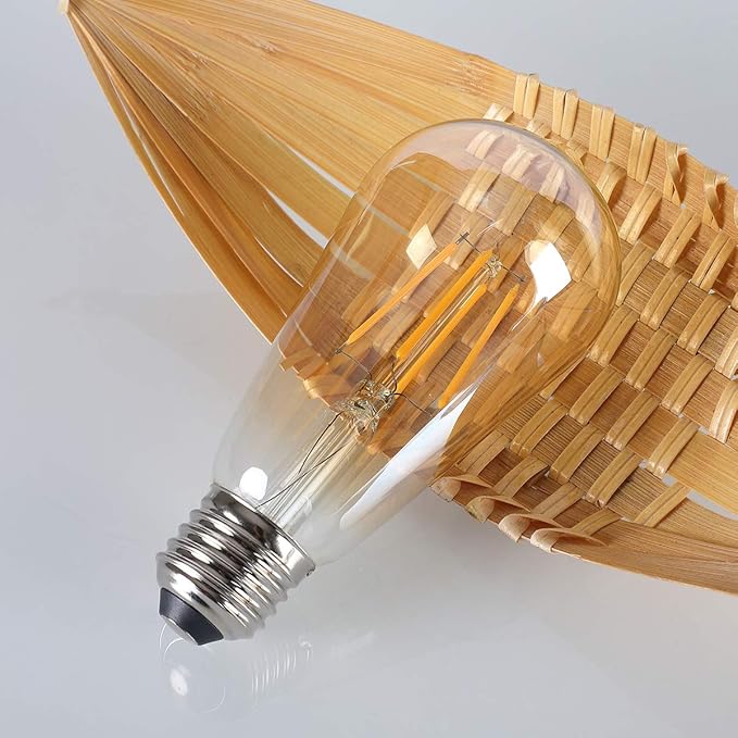 HESSION Vintage LED Edison Bulbs 4W ST58,Equivalent 60W,Dimmable,6 Pack E26 Base 400Lumens, 2700K Warm White, Antique LED Filament Bulb,85+ CRI, Edison Light Bulbs Amber Glass for Home, Bedroom
