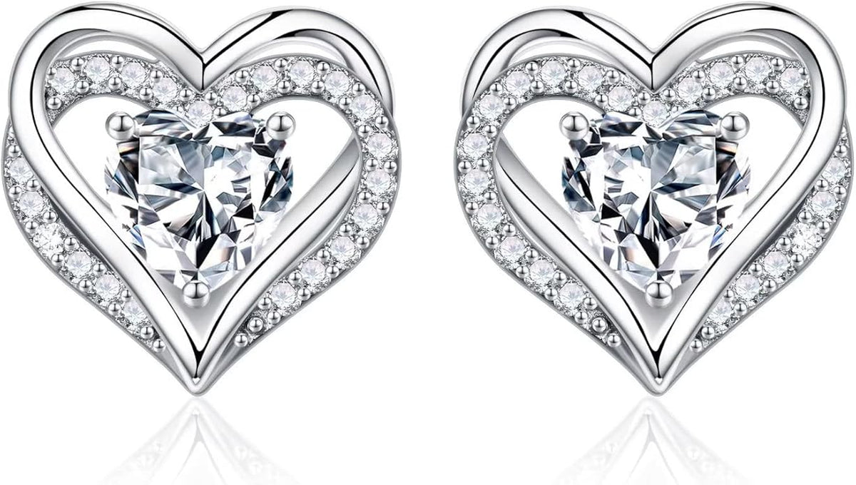Iefil Christmas Earrings for Women, 925 Sterling Silver Birthstone Stud Earrings Birthday Gifts for Women