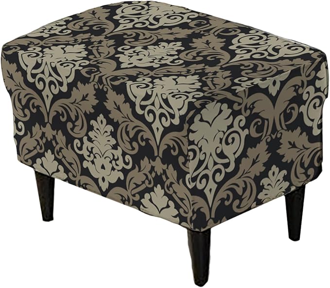 KRFOONN Stretch Ottoman Cover Slipcovers Rectangle Fit Length 39"-47" Footrest Stool Covers Printed Ottoman Cover for Foot Stool Furniture Protector with Non Slip Elastic Bottom, Color 11