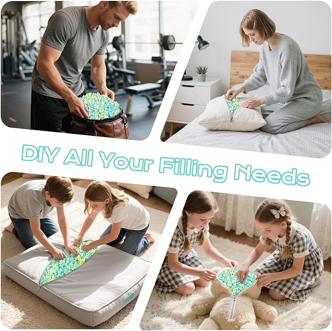Bean Bag Filler, 12lbs Shredded Memory Foam Filling, Bean Bag Chair Filling Stuffing, Bean Bag Refill Insert, Punching Bag Filler, Pillow Filler Stuffing for Stuffed Animals/Arts Crafts(Multi)