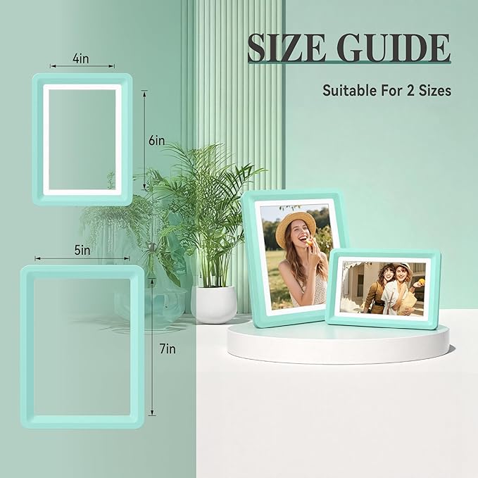 Green 5x7 Picture Frame with Acrylic Front, ABS Frame for 5x7 or 4x6 Photos, Shatterproof UV-Resistant Tabletop Photo Frame, Vertical/Horizontal Display for Home Décor
