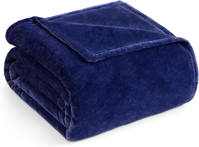 Casa Platino King Blanket – Navy Fleece Throw 108x90 – Soft and Lightweight Flannel Blanket for Bed, Couch or Guest Room – Year-Round Warmth