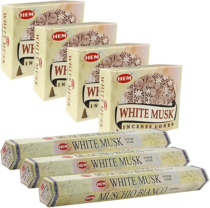 TRUMIRI White Musk Incense Sticks and Cone Incense Holder Variety Pack Bundle