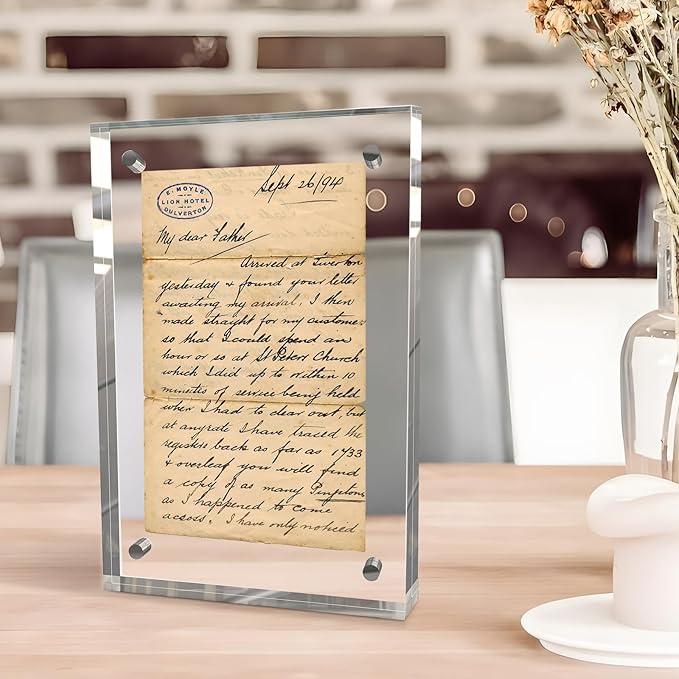 4x6 Inches Acrylic Picture Frames 3 Pack, Double Sided Magnetic Photo Frames,Free Standing on Desk or Table Clear Picture Frames