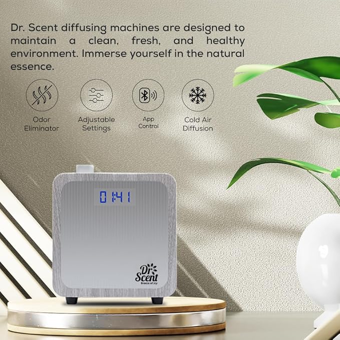 Dr Scent Breeze of Joy Essential Oil Small Diffuser Fragrance Machine, Supporting Mobile APP (White)