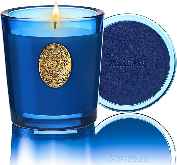 M&SENSE Natural Strong Summer Soy Candle | Summer's Night & Blue | 9.2 oz, 50H Burn Time | Luxury Scented Candle for Relaxation, Gifting, Home Décor | Ideal for Bedroom, Office, Party Ambiance