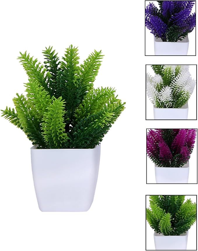 VENTO 8 Pack Colorful Mini Artificial Plants, Realistic Fake Greenery, Office, Bathroom, Desk, Table and Balcony Decor, UV Resistant, Easy-Care, Indoor, Outdoor, Ferns