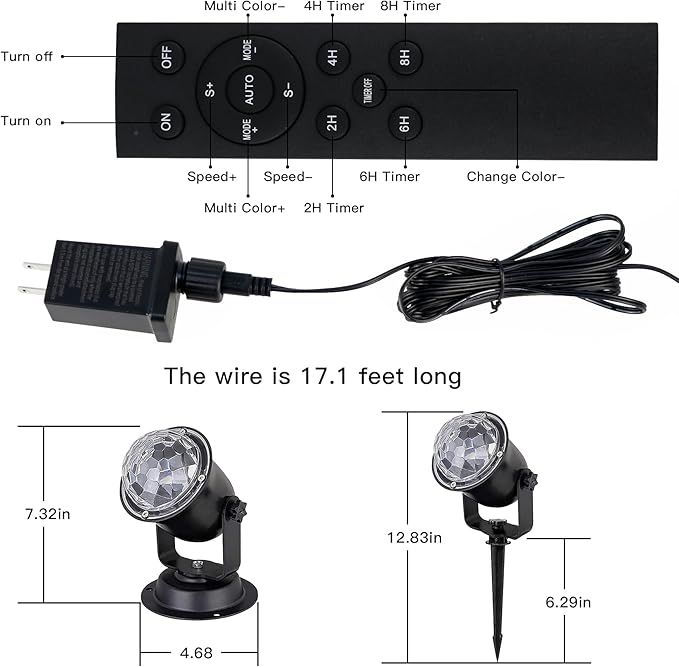 Hekation Christmas Halloween Outdoor Projector Lights, 15 Colors Water Wave Ocean Effect Night Light, Waterproof Yard Decorations With Remote and Timing
