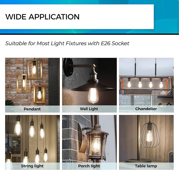 Hizashi E26 Edison Bulb 60 Watt LED, 4000K Dimmable Light Bulbs, ST19 Vintage Light Bulbs Cool White, 95+CRI, UL Listed,700 Lumens 6W E26 Medium Base, Clear Glass, Pack of 3