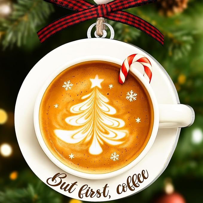 Coffee Ornament - Coffee Lover Christmas Ornament - Latte, Espresso, Barista Ornament - Coffe Gifts for Cappuccino, Latte, Espresso, Milkshake Lovers - Acrylic Christmas Keepsake 2025