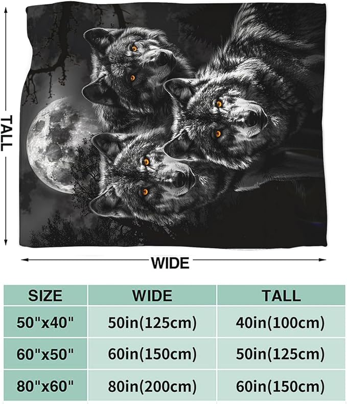 Tijuboni Wolf Throw Blanket Wolf Gifts for Girls Boys Women Men Kids Adults Soft Flannel Fleece Blanket for Couch Sofa Bed Home Decor 40"x50"