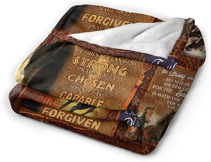 Tijuboni Horse Throw Blanket Christian Religious Gifts for Girls Boys Women Men Kids Adults Soft Flannel Fleece Blanket for Couch Sofa Bed Home Decor 40"x50"