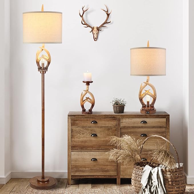 Rustic Farmhouse Antlers Candle Holder Set of 2 Decor for Living Room Bedroom House Dinner Wedding Party Valentine's Day Cottage Christmas