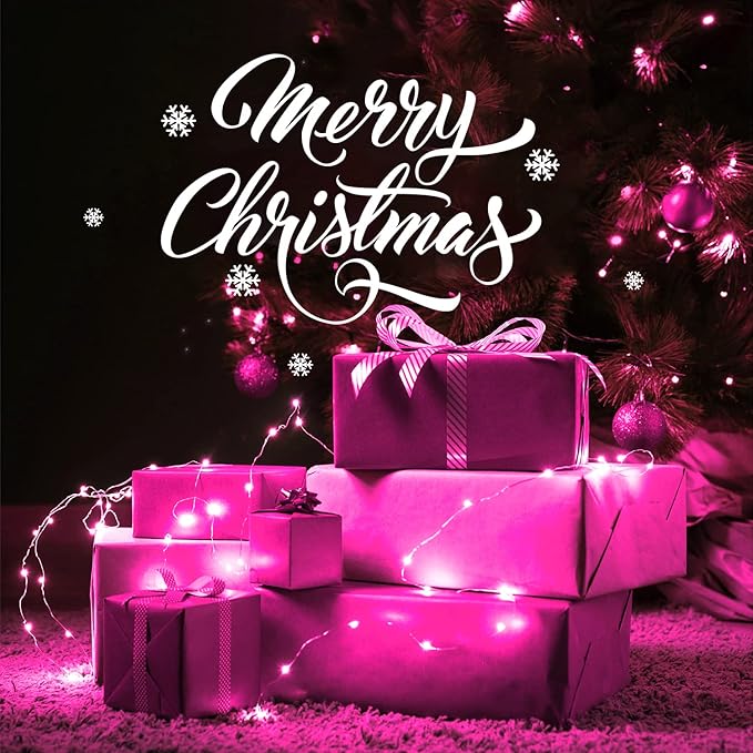 JMEXSUSS 2 Pack Pink Fairy Lights Battery Operated, Total 200 LED 66ft Twinkle String Lights with Remote, 8 Modes Pink Christmas Lights for Bedroom Tree Valentine's Day Anniversary Indoor Decor