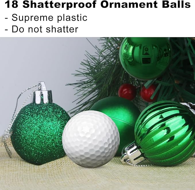 Emerald Green 1.6" Small Christmas Balls Christmas Tree Decoration Ornaments Shatterproof Hanging Balls for Birthday Halloween Holiday Wedding Decorations Set of 18pcs