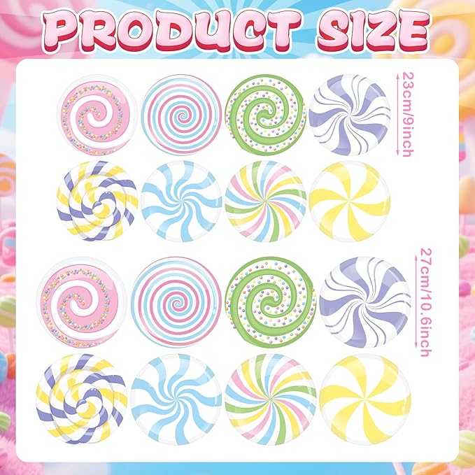 16 Pcs Large Peppermint Christmas Floor Decals Removable Pastel Candy Christmas Floor Stickers Xmas Wall Decals for Home Counters Party Decorations(Pastel,Cute)