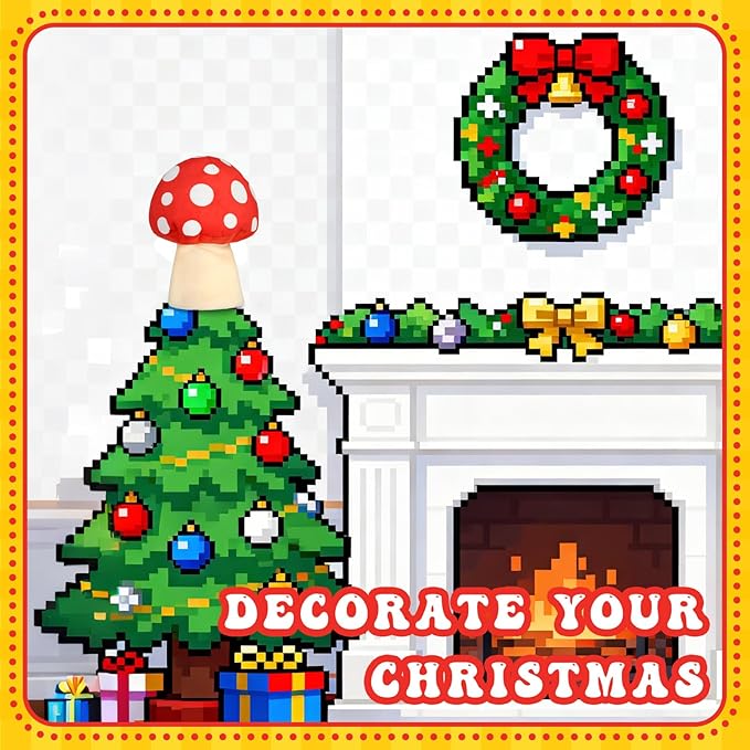 Eyourlife Mushroom Tree Topper, 9 Inch Christmas Tree Ornament, Red and White Farm Tree Topper Plush Stuffed Decorations for Christmas Holiday Birthday Indoor Party Supplies
