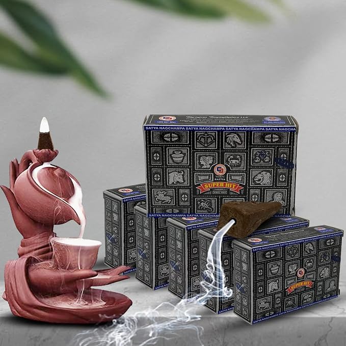 Super Hit Backflow Incense Cones For Waterfall Aromatic Smoke Fountain Haze Falls And Mat Bundle - Pack of 6