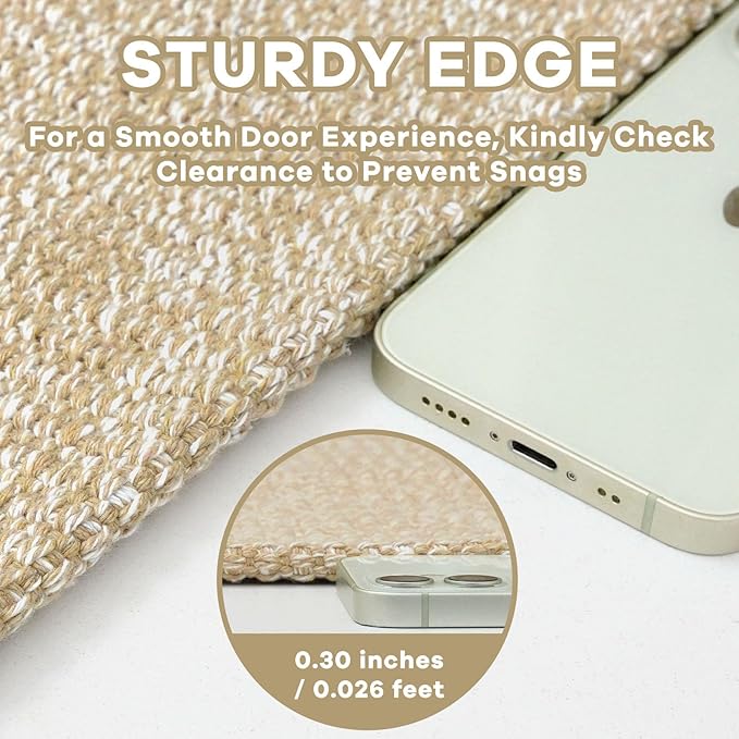 EARTHALL Washable Area Rug 2x3 Ft Non Slip Rugs for Entryway Braided Small Throw Rugs with Rubber Backing Door Mat Indoor Outdoor Entrance Rug for Kitchen Foyer Front Door, Golden Beige/White