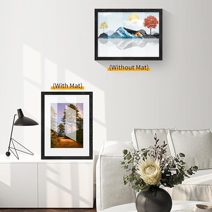 9x12 Oak Wood Picture Frams - Minimalist 9x12 Oak Wood Frames, 9"x12" Picture Frame Wood, Natural Solid Wooden Picture Frames for Wall Art Photo and Prints(3 Pack, Black)