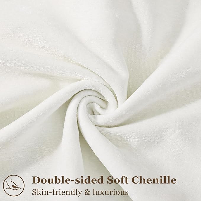 decorUhome Christmas Couch Throw Pillow Covers 20x20 Set of 2, Decorative Soft Euro Velvet Neutral Chenille Pillow Covers with Elegant Design for Sofa Bed Living Room Home Decor, Cream White