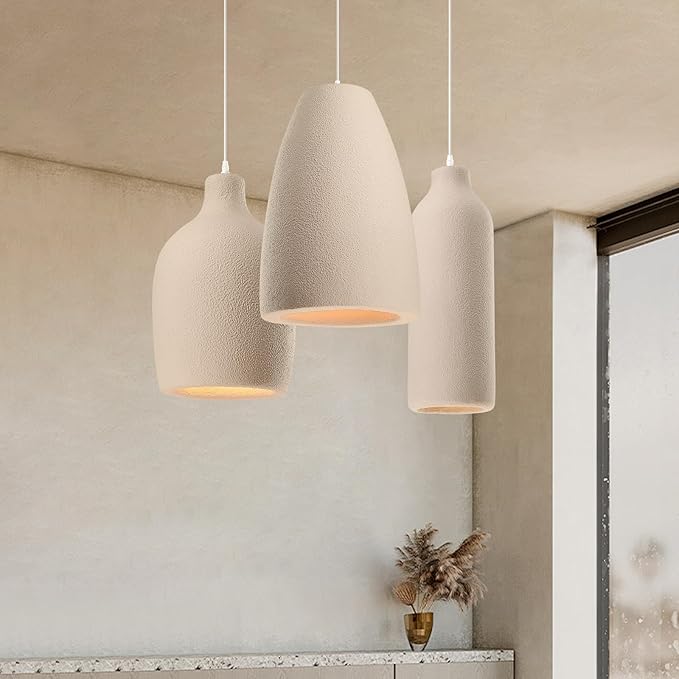 JAYMP Wabi Sabi Pendant Light for Dining Room Kitchen Island Light Hallway Restaurant Hanging Lamp E26 Base Japanese Style Wine Bottle Shape Lighting Fixture, 1 Pack (Light Brown,A Shape, D35×H51cm)