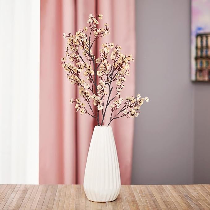Yastouay 10 Pcs Fake Flowers Artificial Flowers, Real Touch Silk Flowers Faux Artificial Flowers for Decorations, Champagne Babys Breath Artificial Flowers Bulk for Spring Decor Floral Arrangement