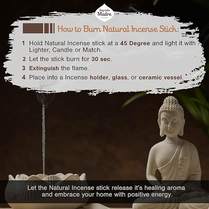 Sagrada Madre 8 pcs Wildly Harvested Thick - Natural Copal Incense Sticks, 9” Long - Eco Friendly, Aromatic Non Toxic Incense Sticks (1hr Burning Time) to Heal & Purify Your Body and Surroundings