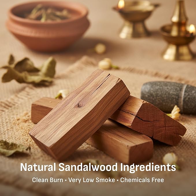 M.Y.T Sandalwood Incense Sticks Natural – Long-Lasting Woody Aroma – Low Smoke, Clean Burn – Perfect for Meditation, Yoga & Stress Relief – 60 Sticks