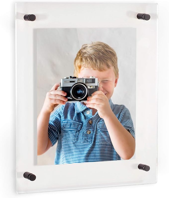 ArtToFrames Floating Acrylic Frame for Pictures Up to 22x28 inches (Full Frame is 26x32) with Black Standoff Wall Mount Hardware, Acrylic-109-22x28-82