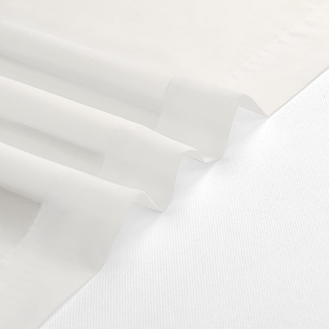Lecloud 14 Inch Ivory Sheer Curtains Valance 2 Pieces, Cafe Kitchen Curtain for Small Window Dual Rod Pockets, Light Filtering Living Room Bedroom Half Valance Curtains, 40" Wx14 L