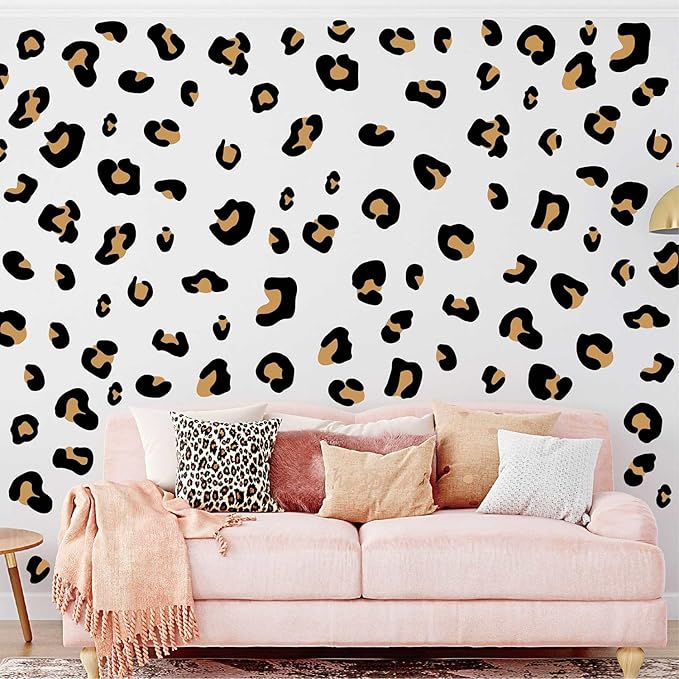 10 Sheets 290Pcs Leopard Wall Decals Removable Peel & Stick Wall Stickers Self-Adhesive Animal Print Vinyl Decor for Nursery,Car,Door,Home,Bedroom,DIY Easy Installation
