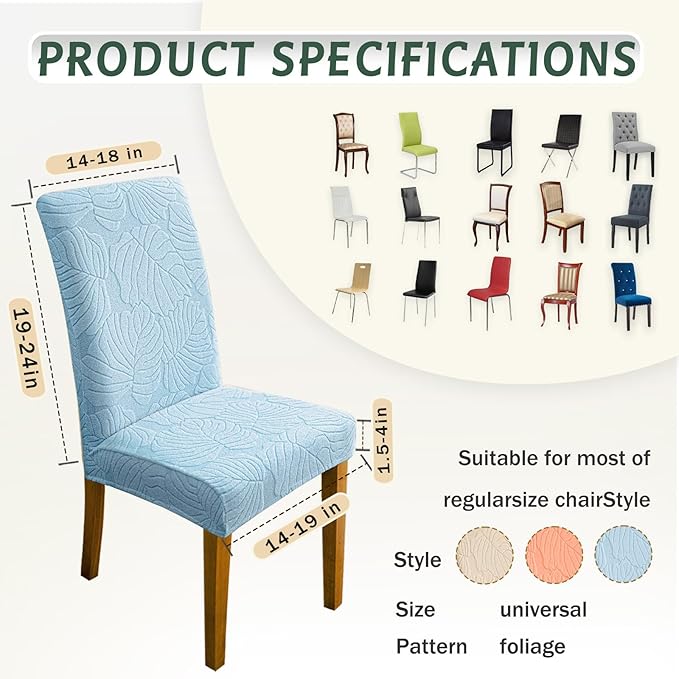 Chair Covers for Dining Room Chair Covers Set of 4 Stretch Spandex Kitchen Chair Protector Slipcover Removable Washable Dining Chair Covers for Home, Party, Ceremony, Banquet (Blue)