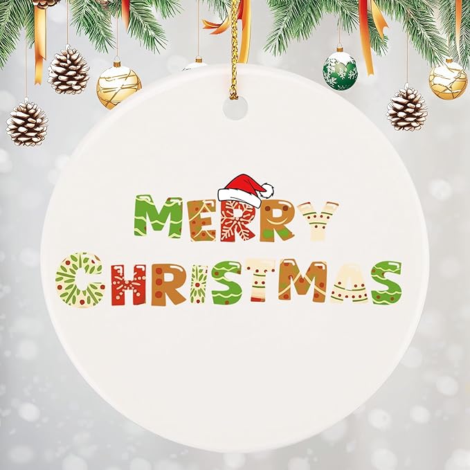 PRSTENLY Christmas Ornaments 2025, Round-Shaped Cookies Ceramic Ornaments Xmas Gifts for Christmas Tree Hanging Party Home Office Decor, Funny for Daughter Son Kids Girls Boys