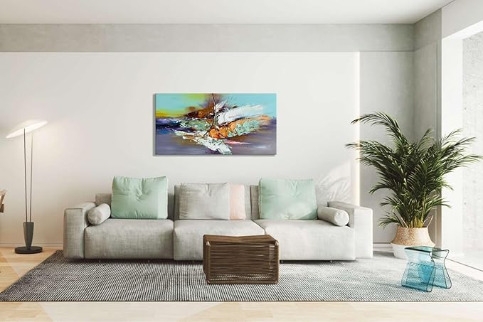 zoinart Hand Painted Textured 3D Wall Art 24x48 Inches Colorful Oil Paintings Abstract Large Canvas Wall Art for Home Decorations