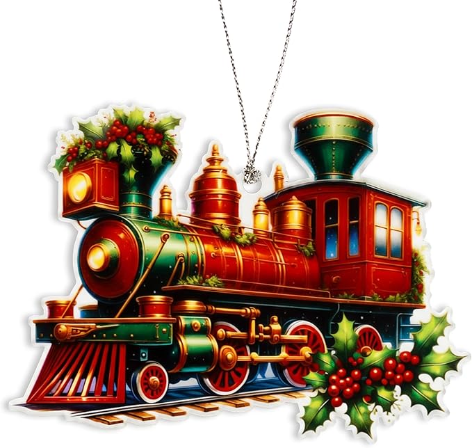 Christmas Ornaments 2025, Train Ornaments for Christmas Tree, Funny Christmas Ornaments, Vintage Classic Holiday Locomotive Decoration, Festive Train Collectible Keepsake for Home and Gifts