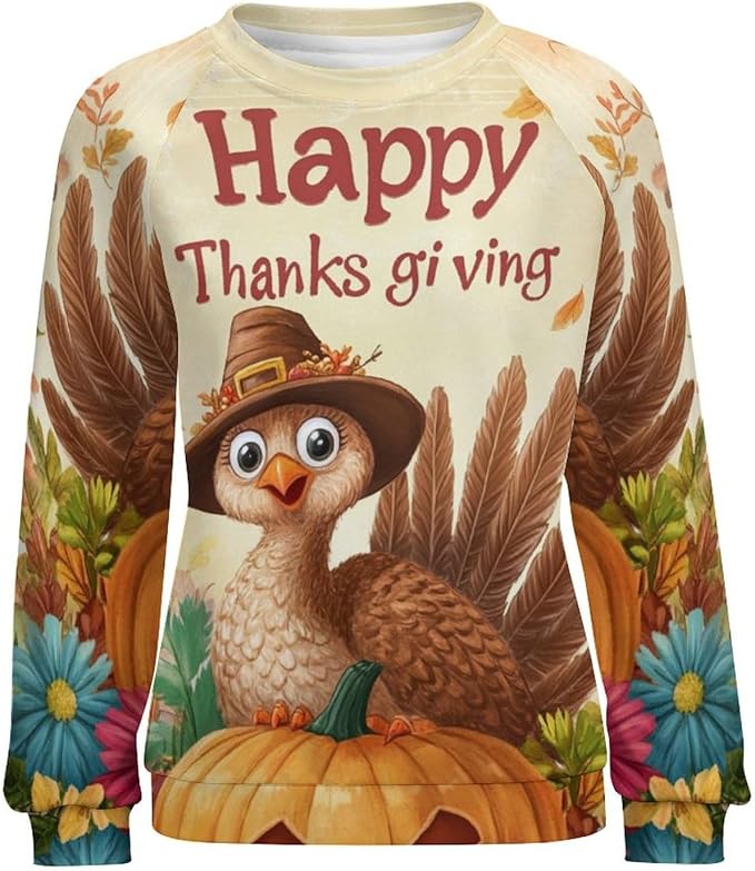 Thanksgiving Sweatshirt for Women Crewneck Pullover Casual Graphic Long Sleeve Shirts Sweater