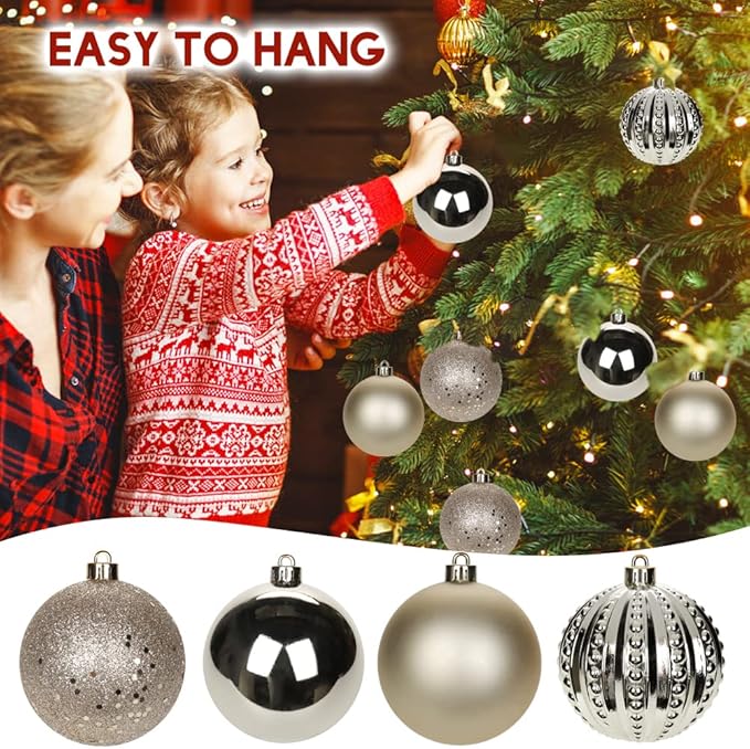 3.15" Champagne Christmas Balls Ornaments 12 Pcs Shatterproof Christmas Ornaments Set Matte Large Champagne Ornament for Xmas Tree Halloween Holiday Party