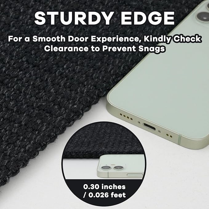 EARTHALL Extra Long Runner Rug 3x16 Ft Washable Runners for Hallways Cotton Non Slip Entryway Runner Braided Kitchen Runner Indoor Outdoor Carpet Runners for Hotels, Hall, Stair, Black
