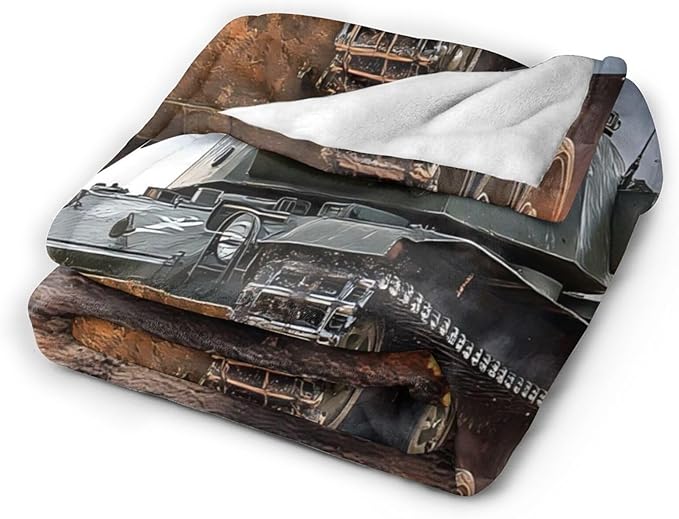 Tijuboni Military Tank Throw Blanket Army Gifts for Boys Men Girls Women Kids Adults Soft Flannel Fleece Blanket for Couch Sofa Bed Home Decor 50"x60"
