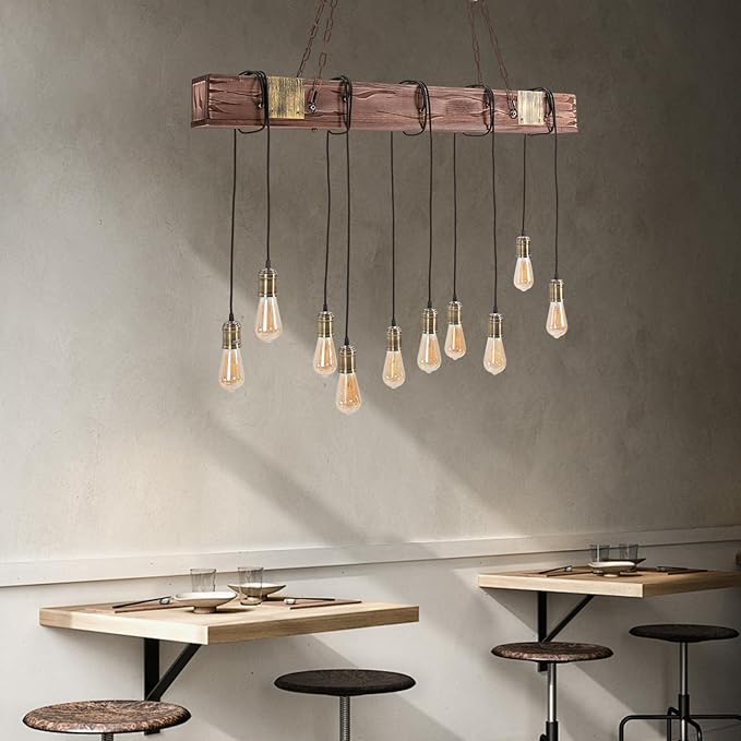Hanging Light Chandelier,10-Light Chandelier with Adjustable Height,Large Pendant Light Flush Mount,Hanging Light Lantern,Lighting Fixture for Dining Room,Kitchen