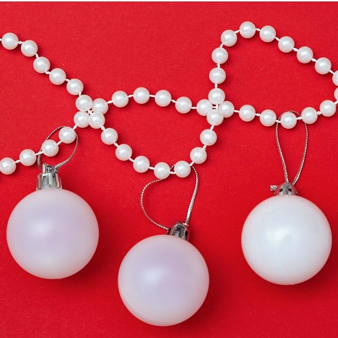 24 Count Small White Christmas Ornaments for Mini Christmas Tree, Small Shatterproof Christmas Tree Ornaments Balls Set for Holiday Party Decorations, 1.6 inch