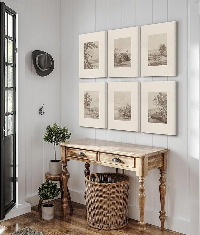 Joocrise Neutral Wall Art Decor Set of 6 Vintage Canvas Wall Art Rustic Farmhouse Wall Art Botanical Prints Country Pictures Neutral Vintage Artwork for Living Room Bedroom 12x16 Inch Wrapped Canvas