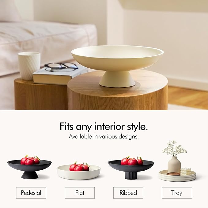 KIVY Concrete Fruit Bowl for Kitchen Counter - Large Decorative Bowl for Home Decor - Modern Fruit Basket for Entryway Table - Concrete Bowl - Decorative Bowls for Home Decor - White Fruit Bowl Decor