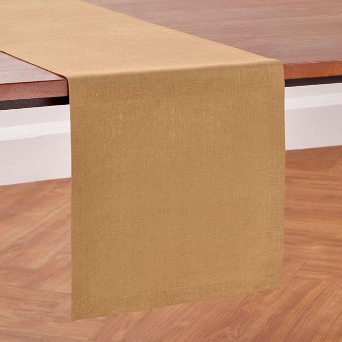 Solino Home Linen Table Runner 72 Inches Long - 100% Pure Linen Tobacco Brown Table Runner 14 x 72 Inch - Diana Medium Weight